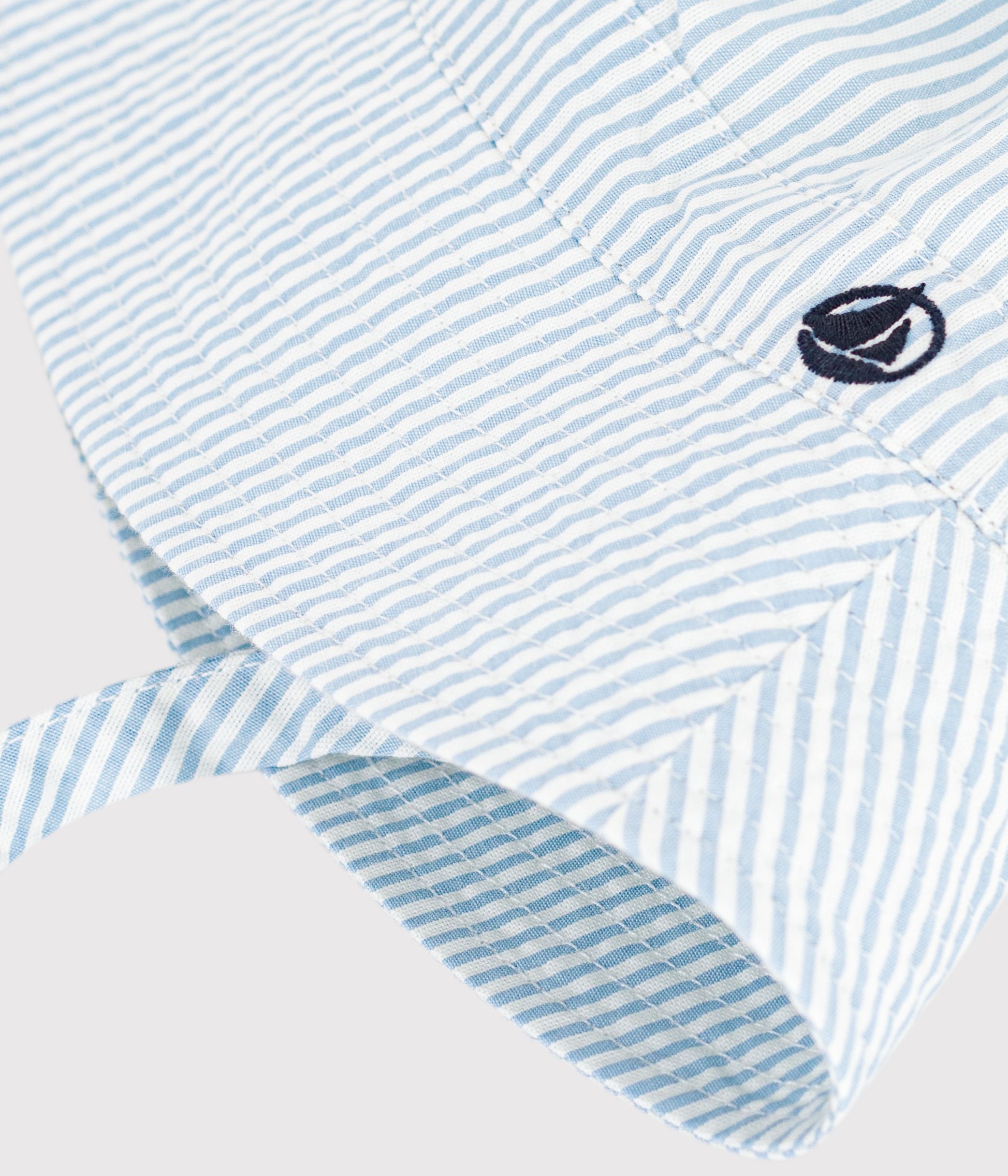 Babies' seersucker sun hat with ties