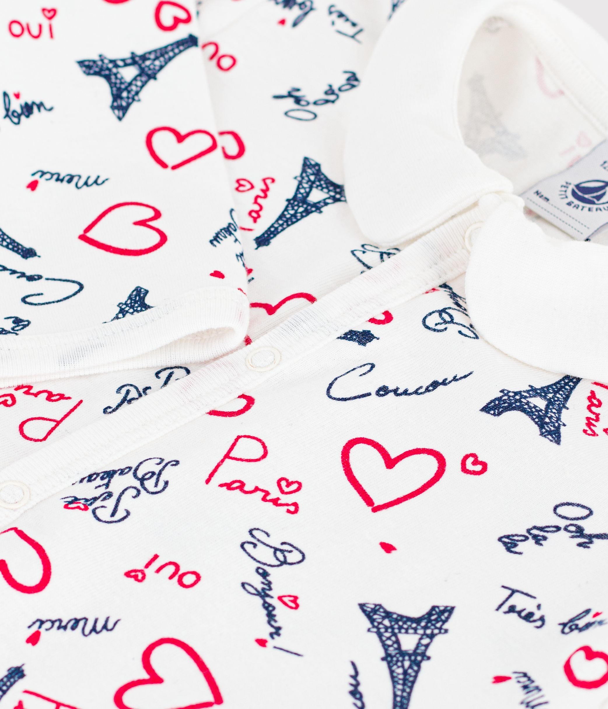 Babies' Paris-print footless cotton pyjama suit