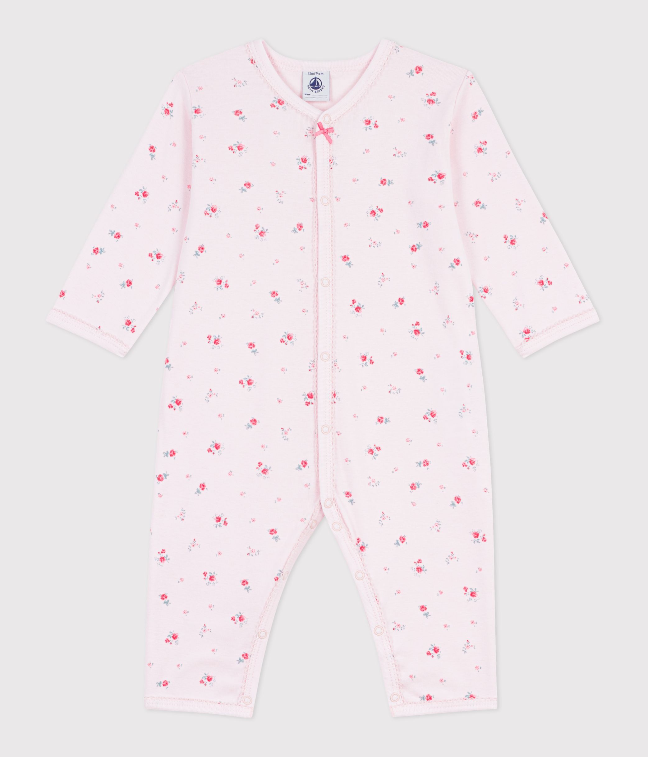 Babies' footless floral-print cotton pyjama suit