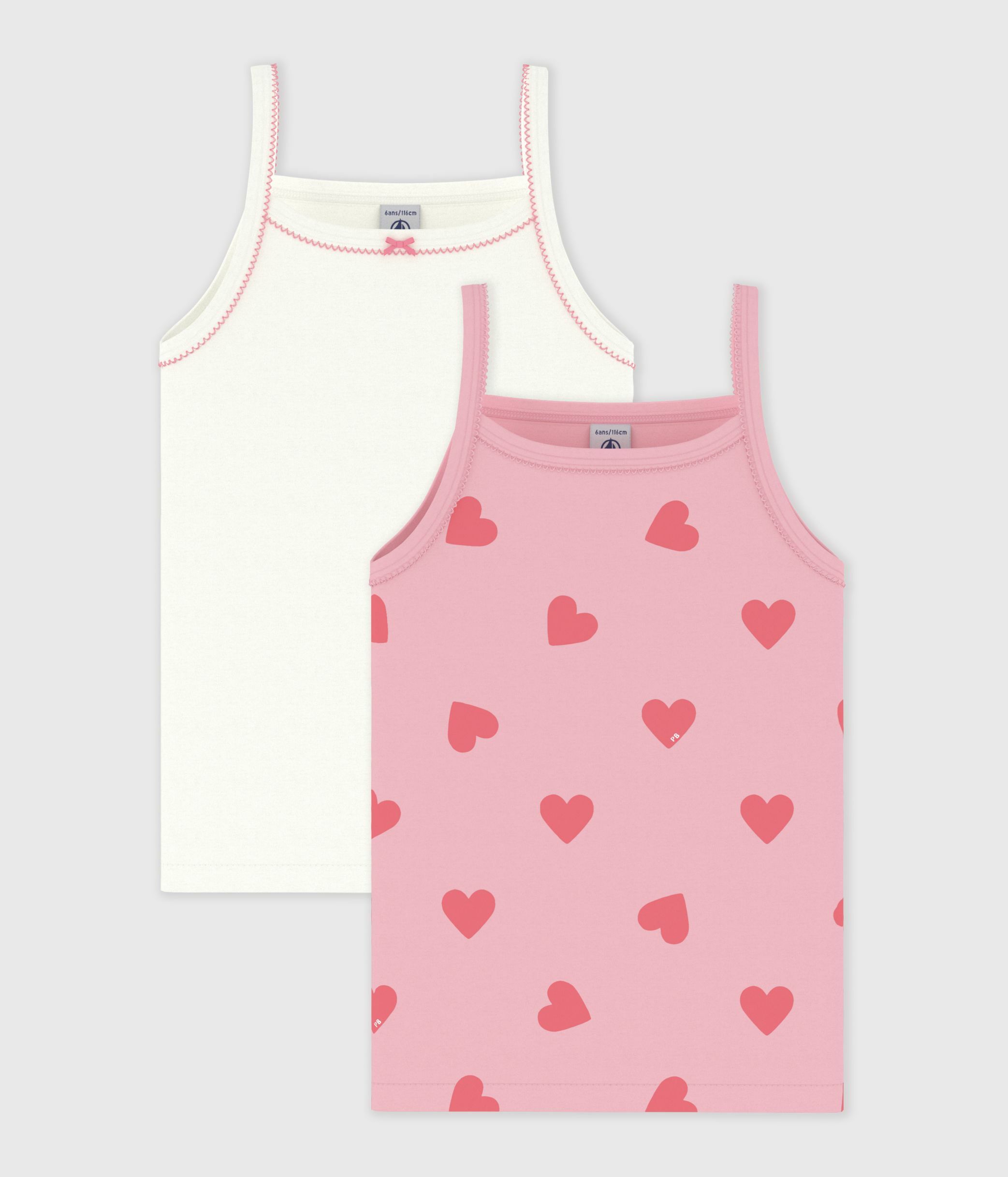 Pack of children's heart print cotton tank tops
