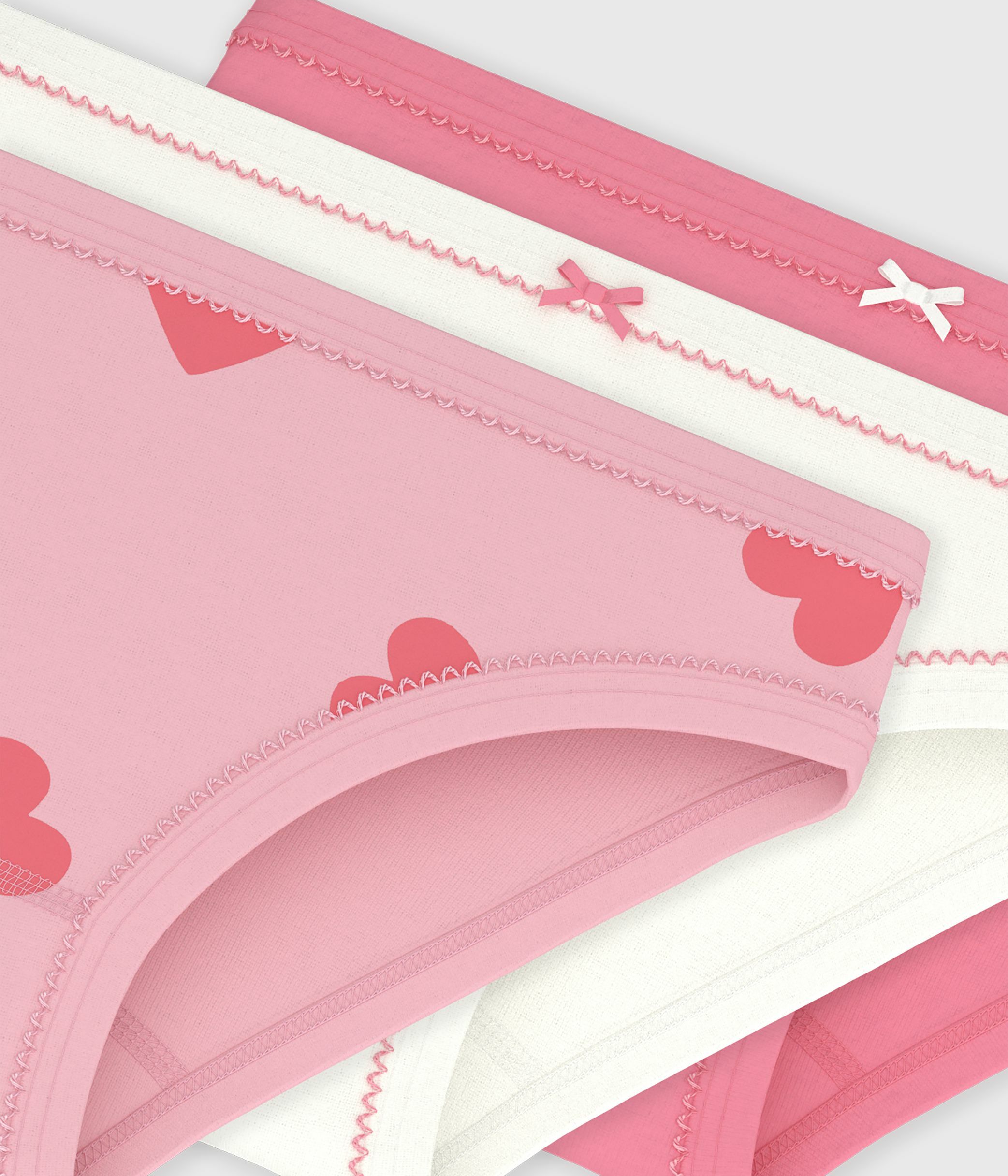 Pack of children's heart-print cotton pants