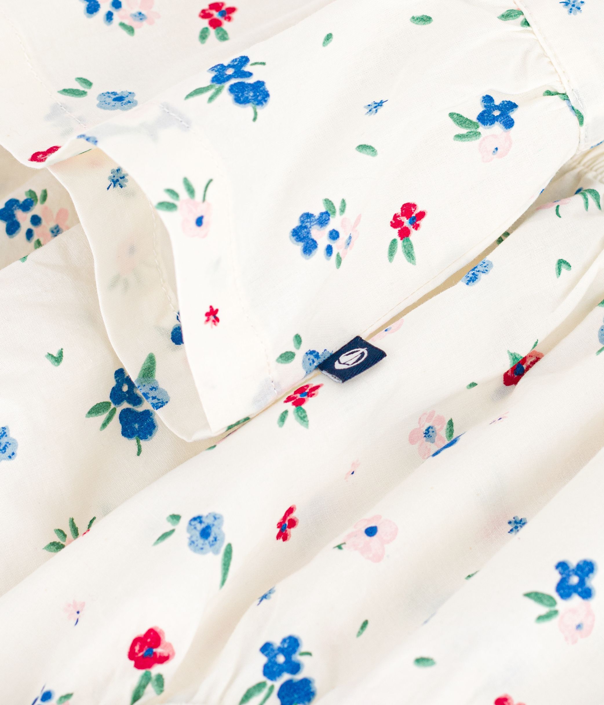 Babies' short-sleeved cotton dress and matching bloomers printed with hearts