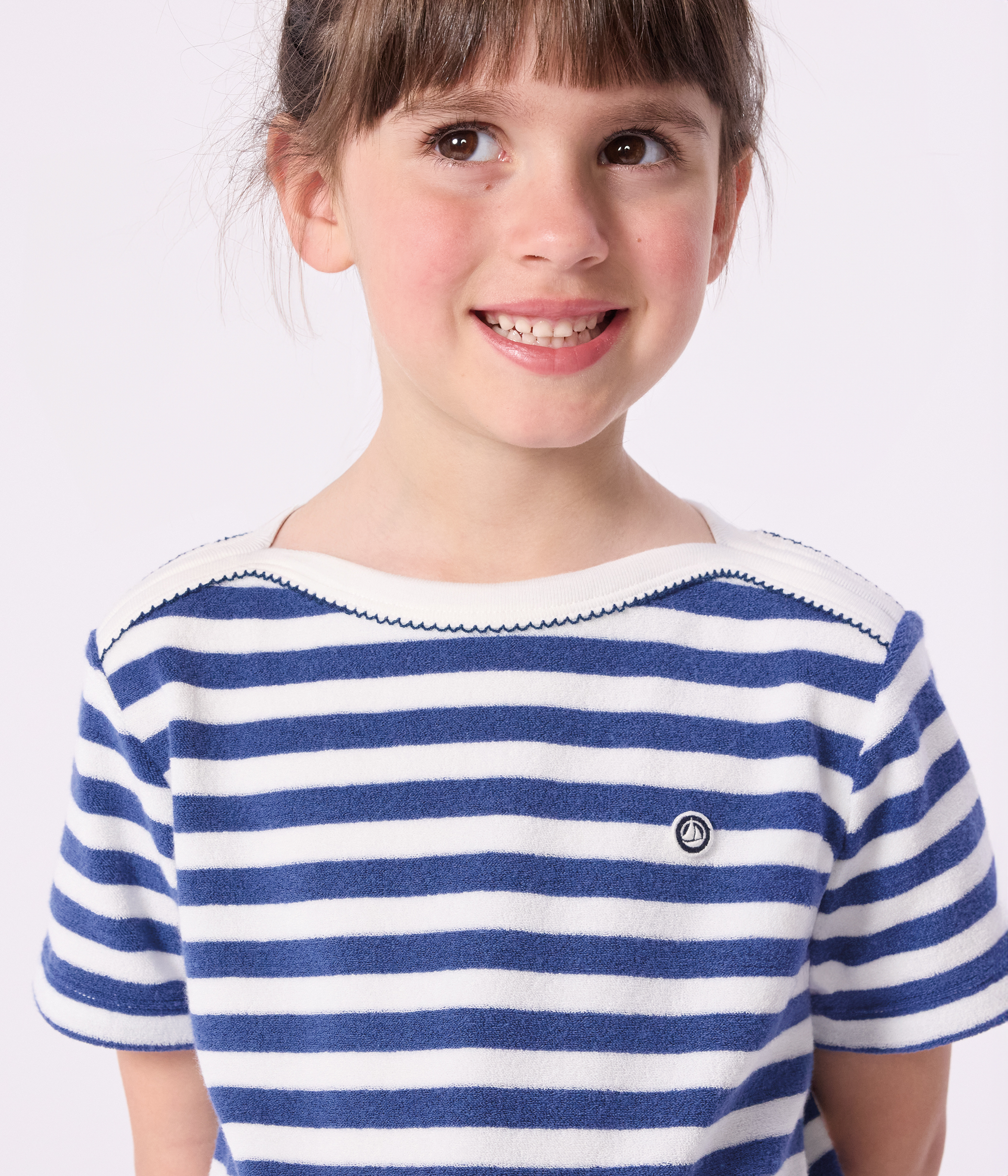 Children's short-sleeved stripy cotton T-shirt