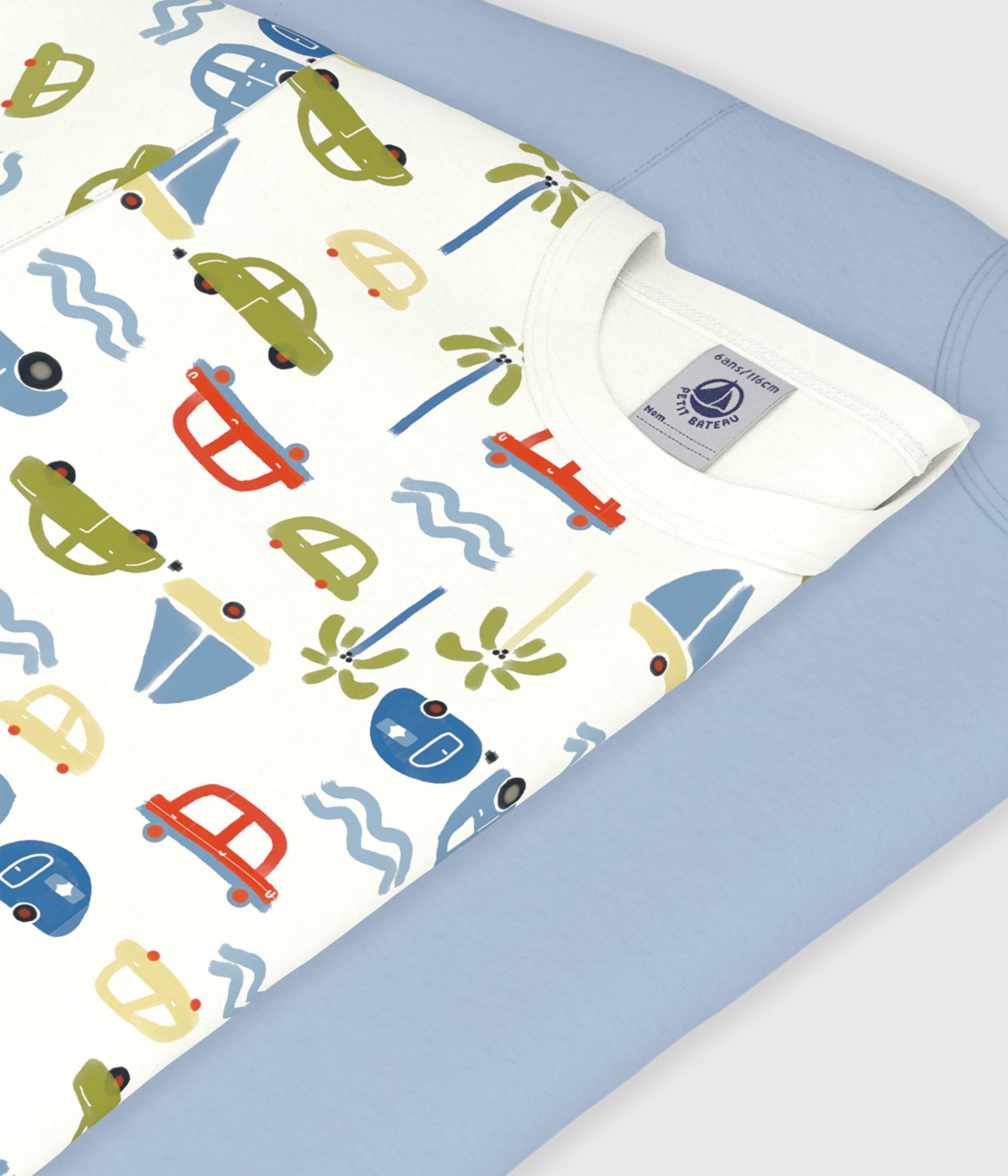 Pack of children's short-sleeved cotton T-shirts with cars