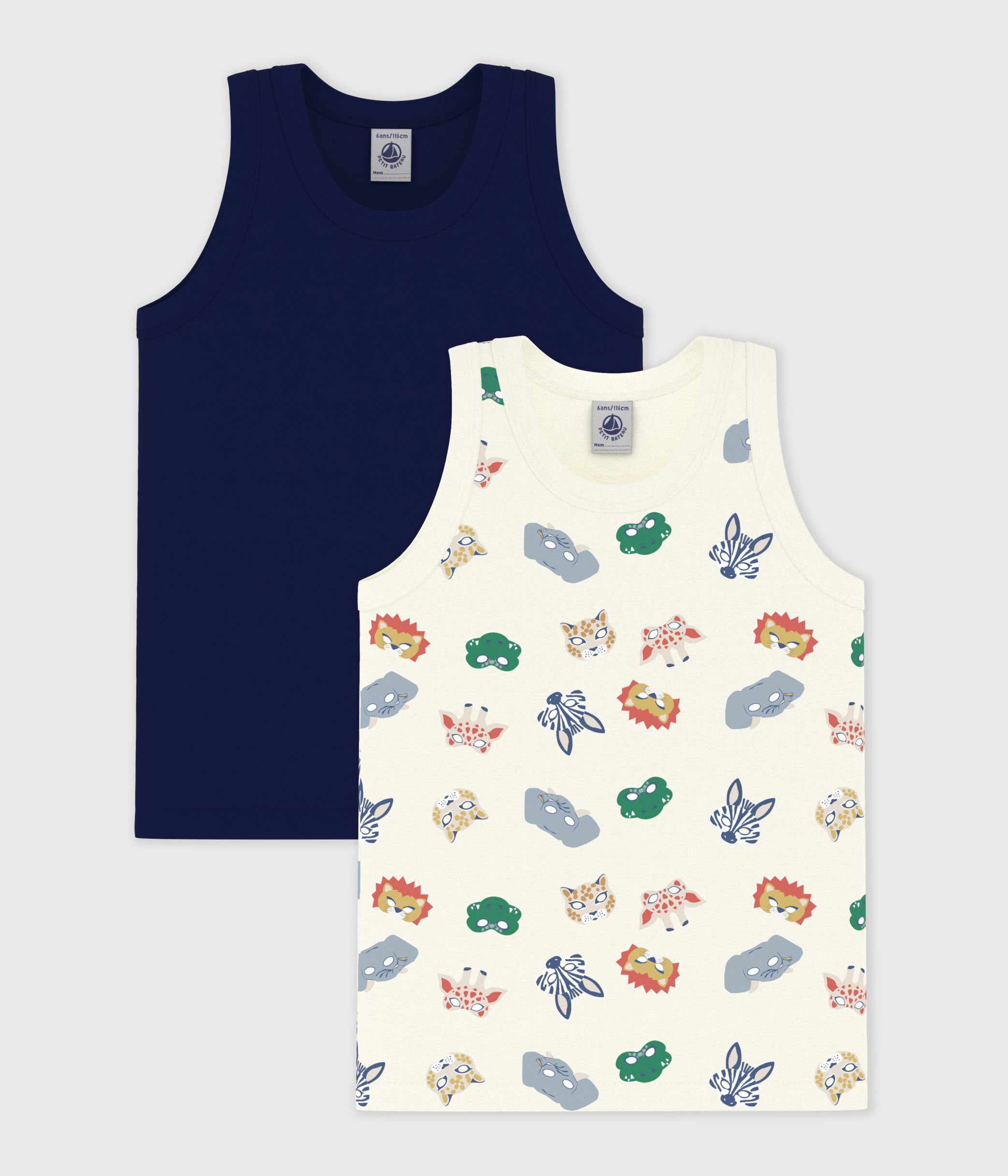 Pack of children's mask print cotton tank tops