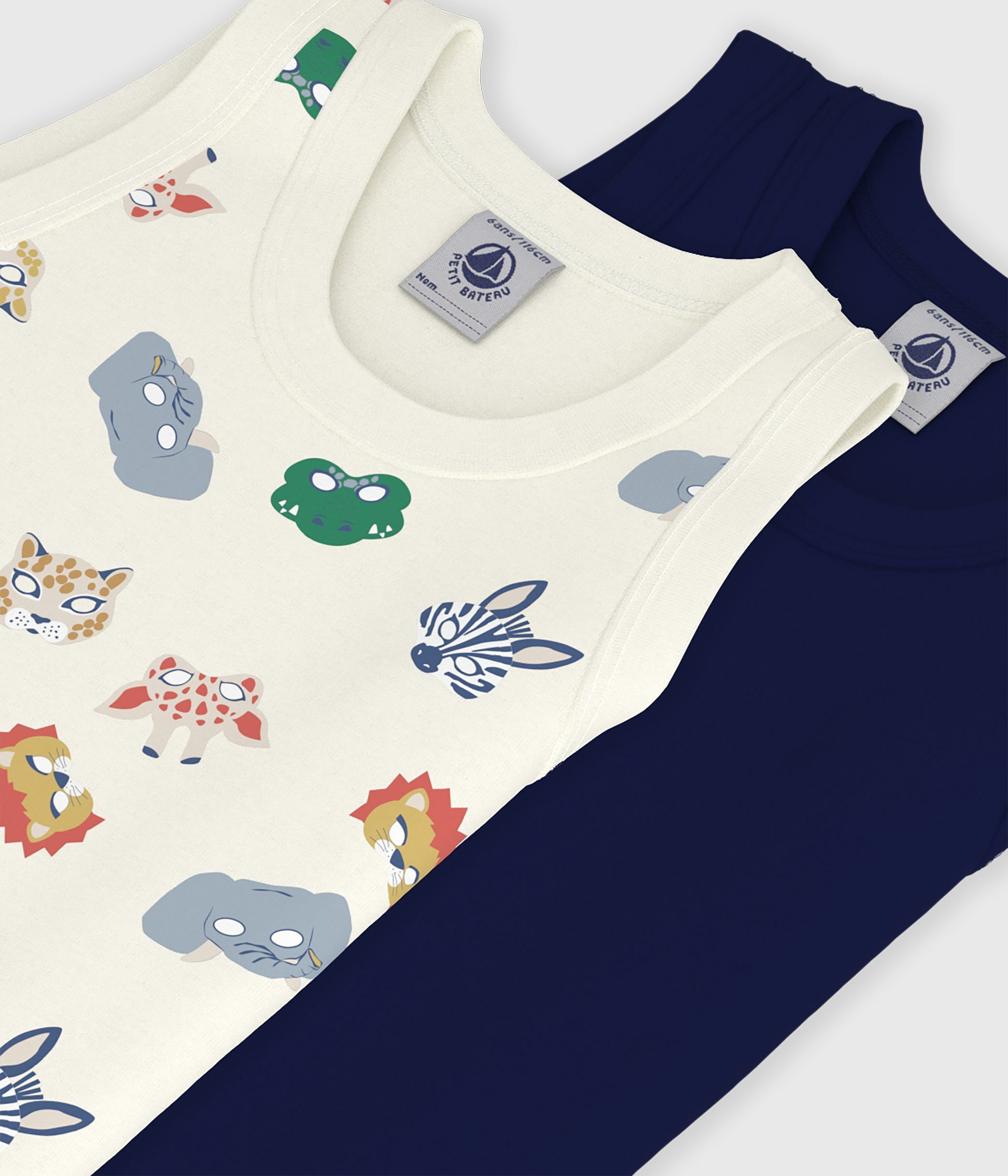 Pack of children's mask print cotton tank tops