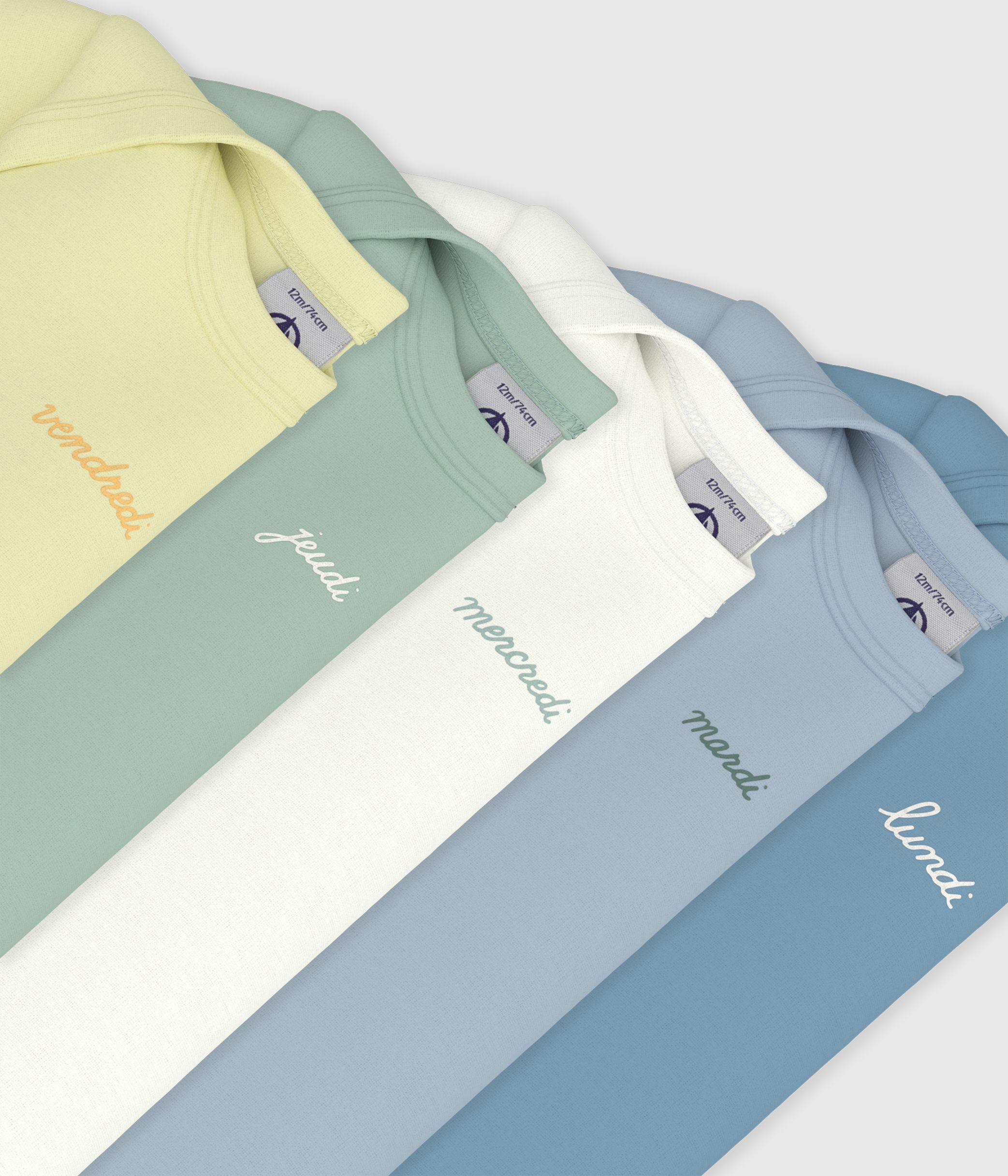 Pack of babies' short-sleeved plain cotton bodies