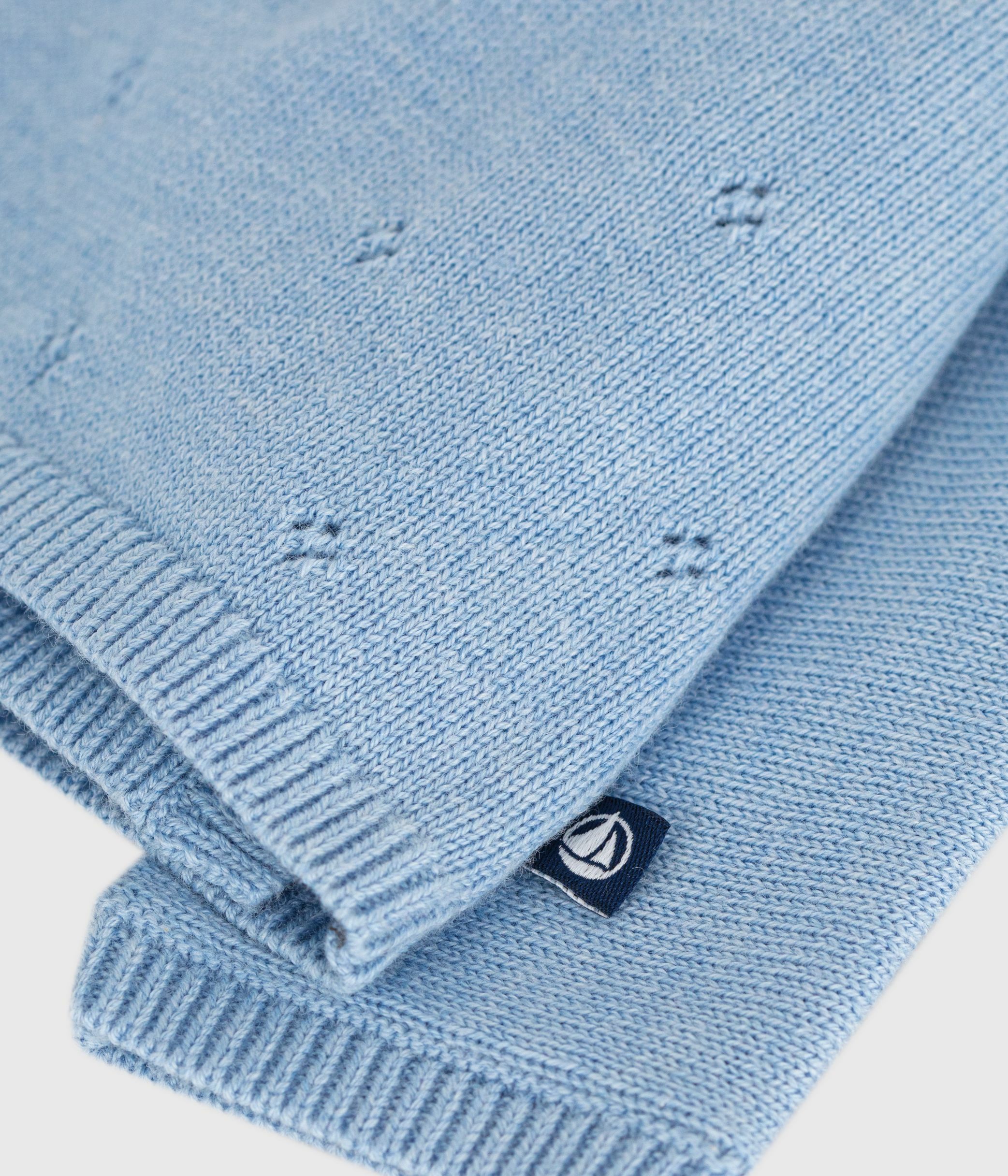 Babies' wool and cotton openwork knit wrapover top