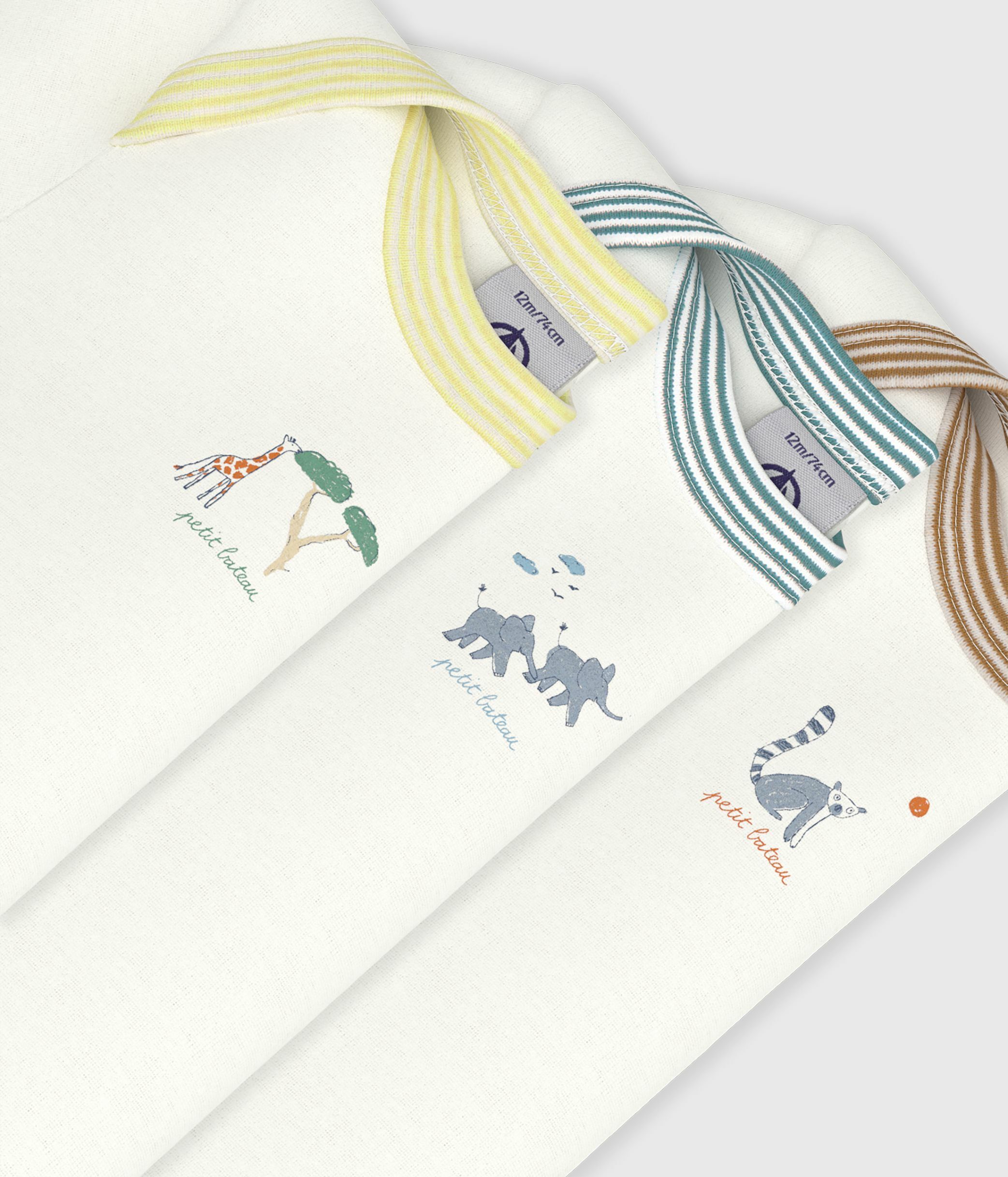 Pack of babies' short-sleeved plain cotton bodies