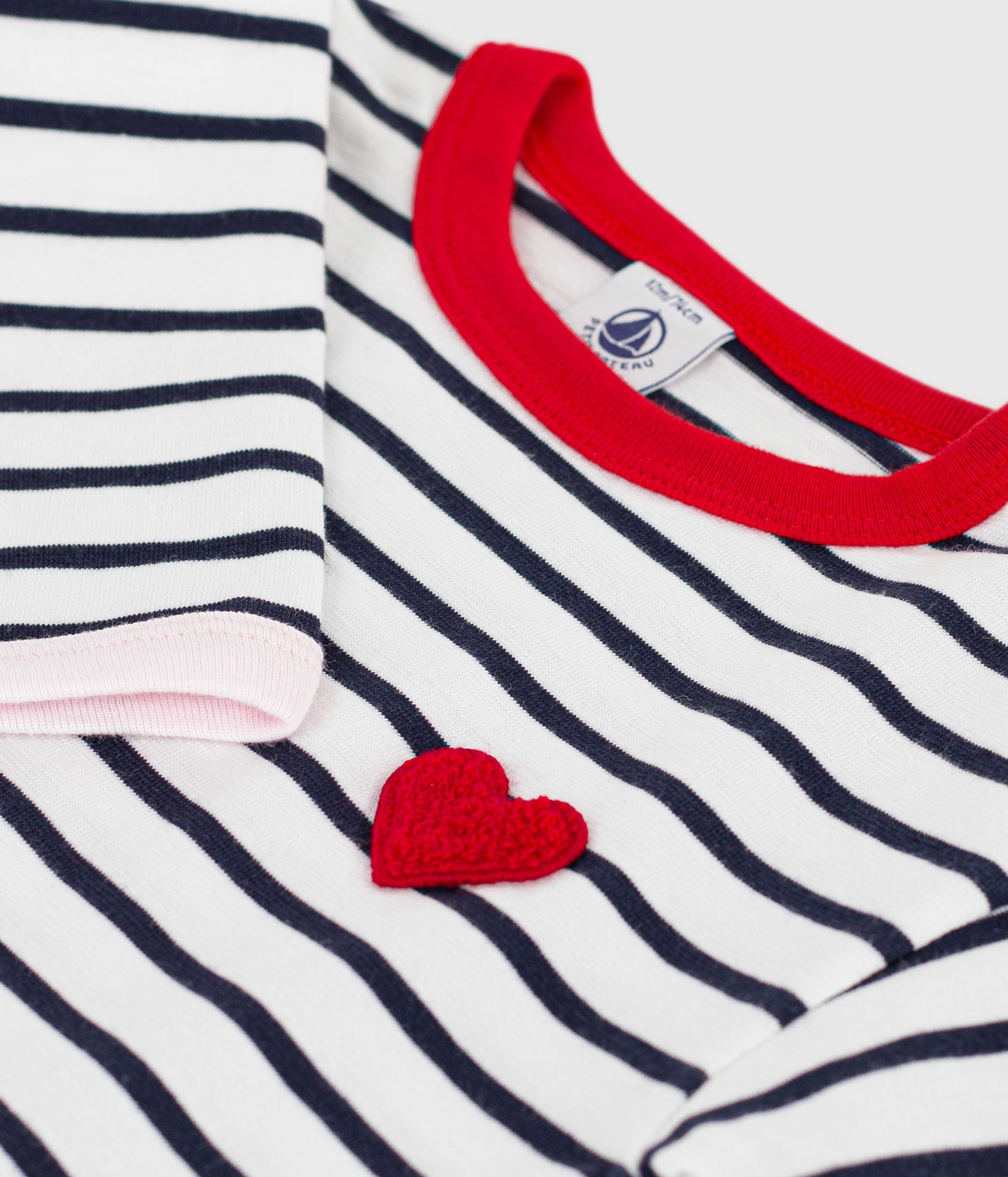 Babies' long sleeved cotton T-shirt with Breton stripes