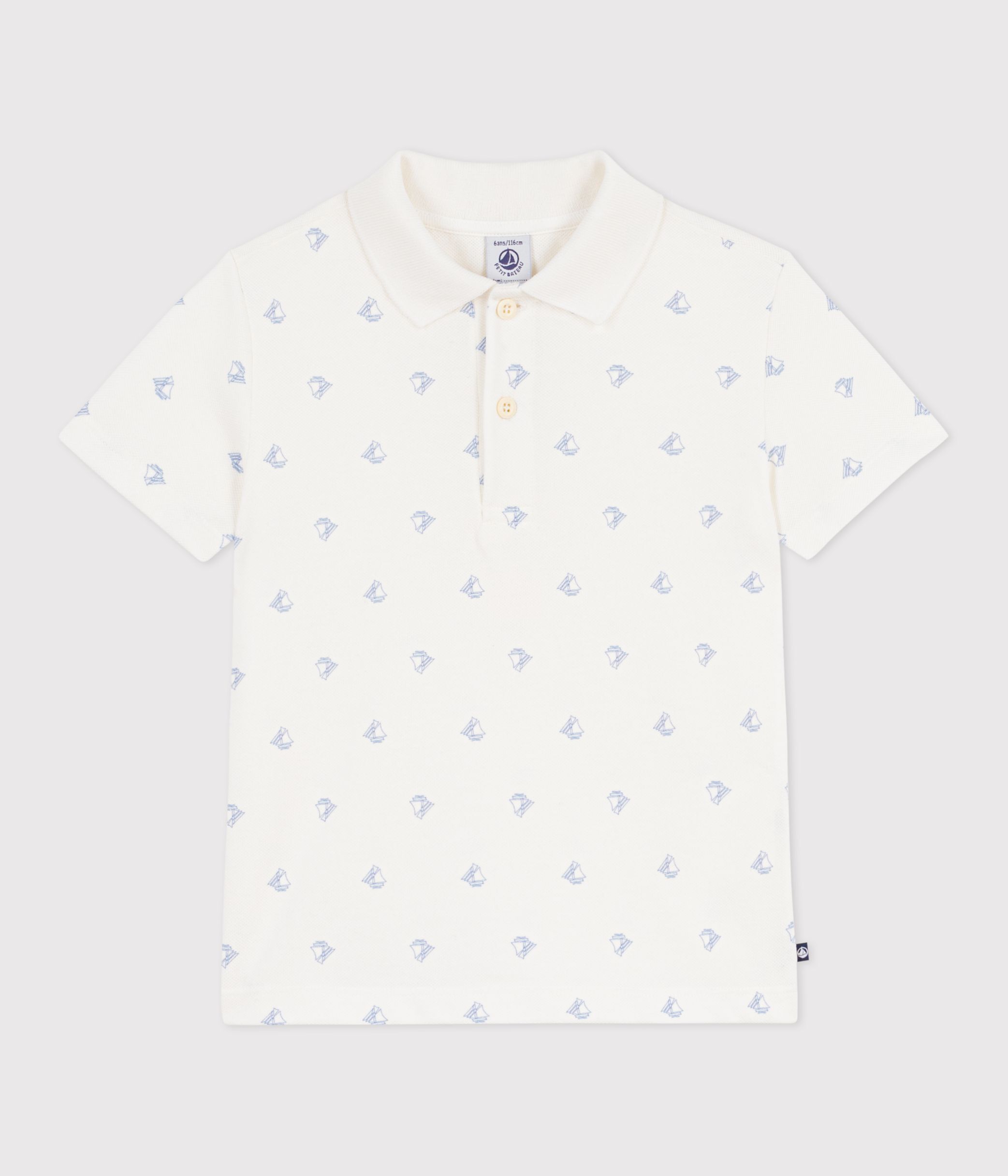 Children's short-sleeved anchor print cotton polo shirt