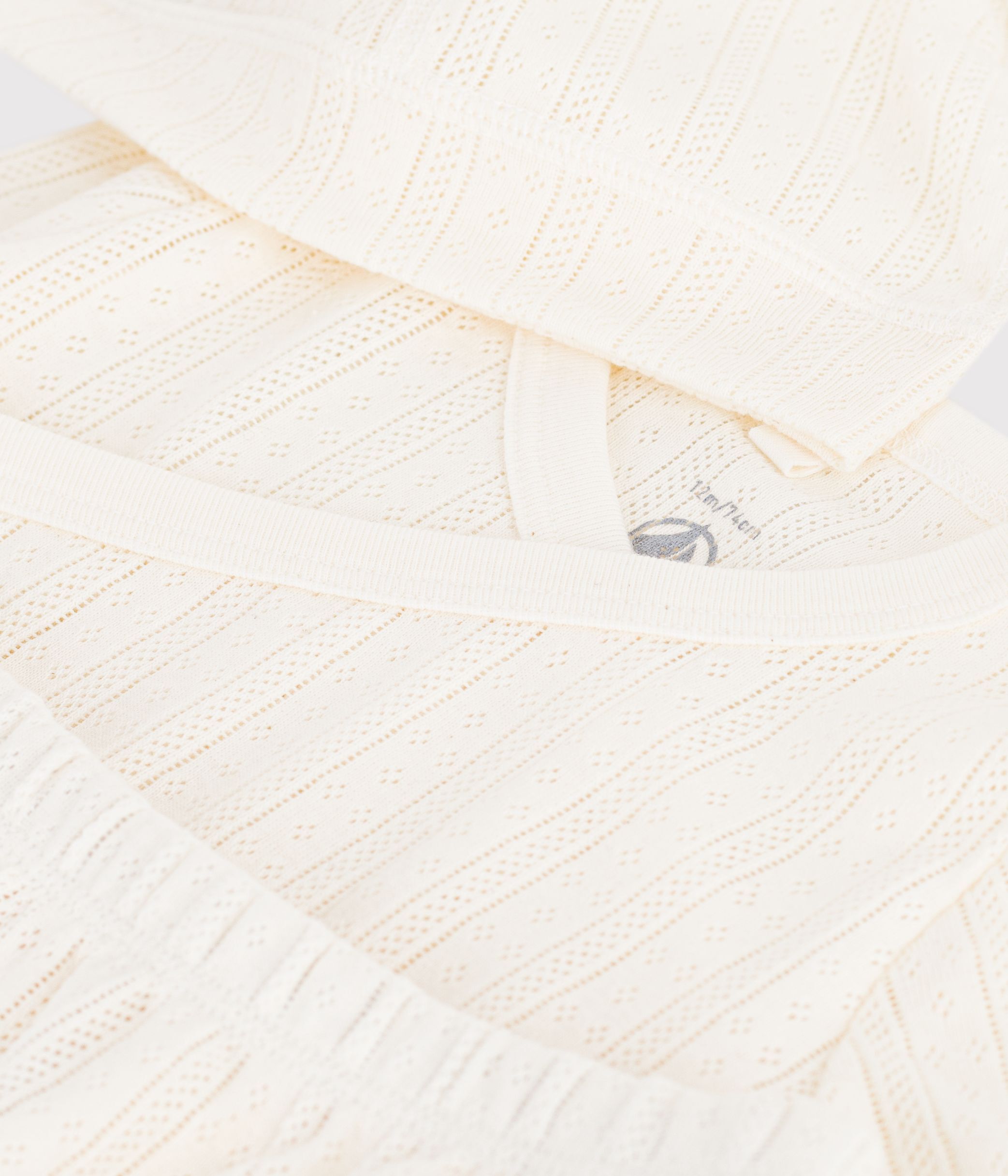 Babies' long 3-piece openwork cotton outfit and hat