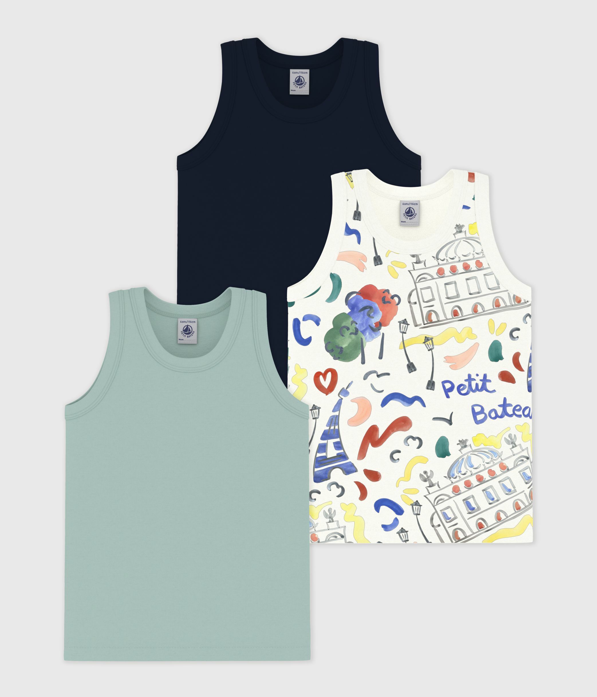 Pack of children's Opera print cotton tank tops