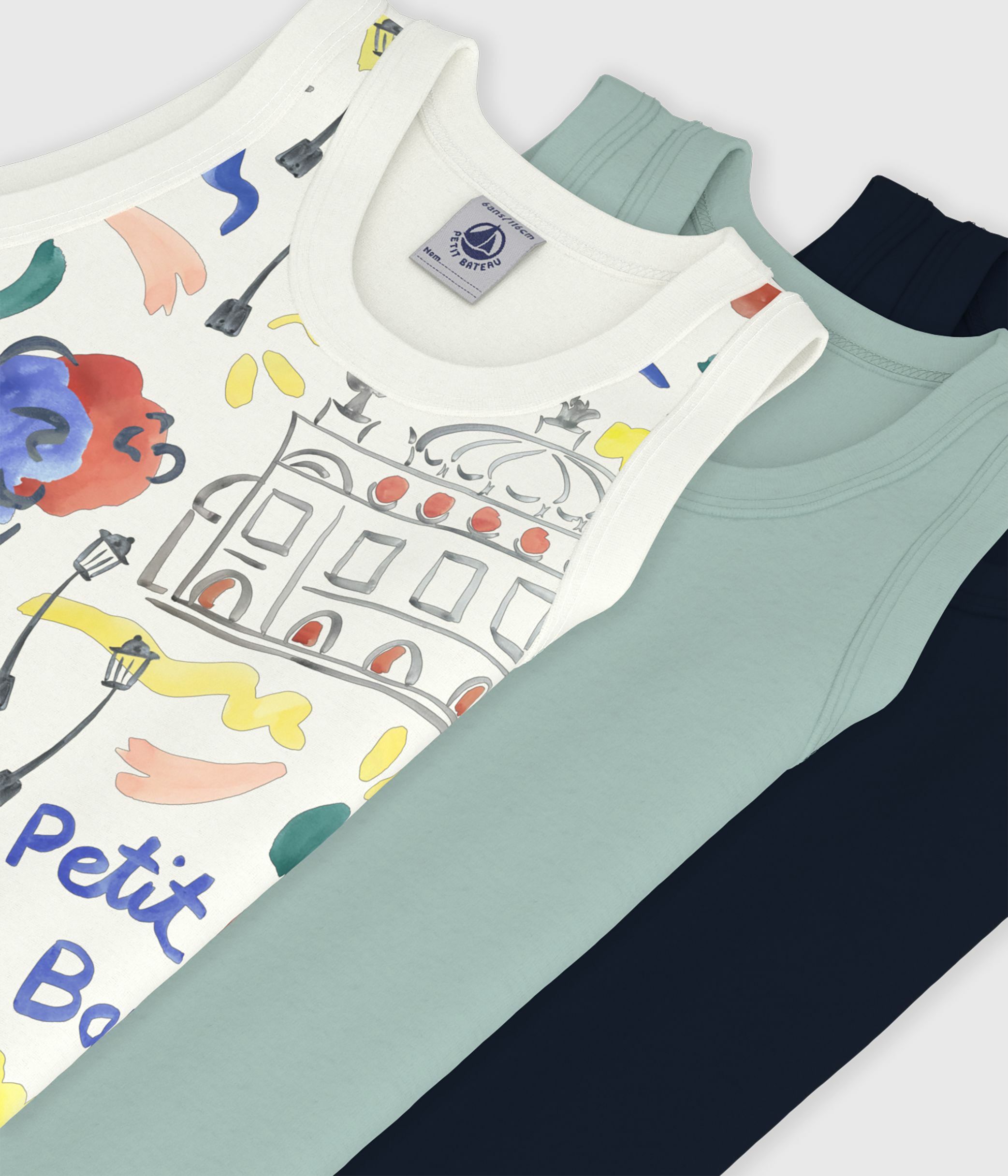 Pack of children's Opera print cotton tank tops