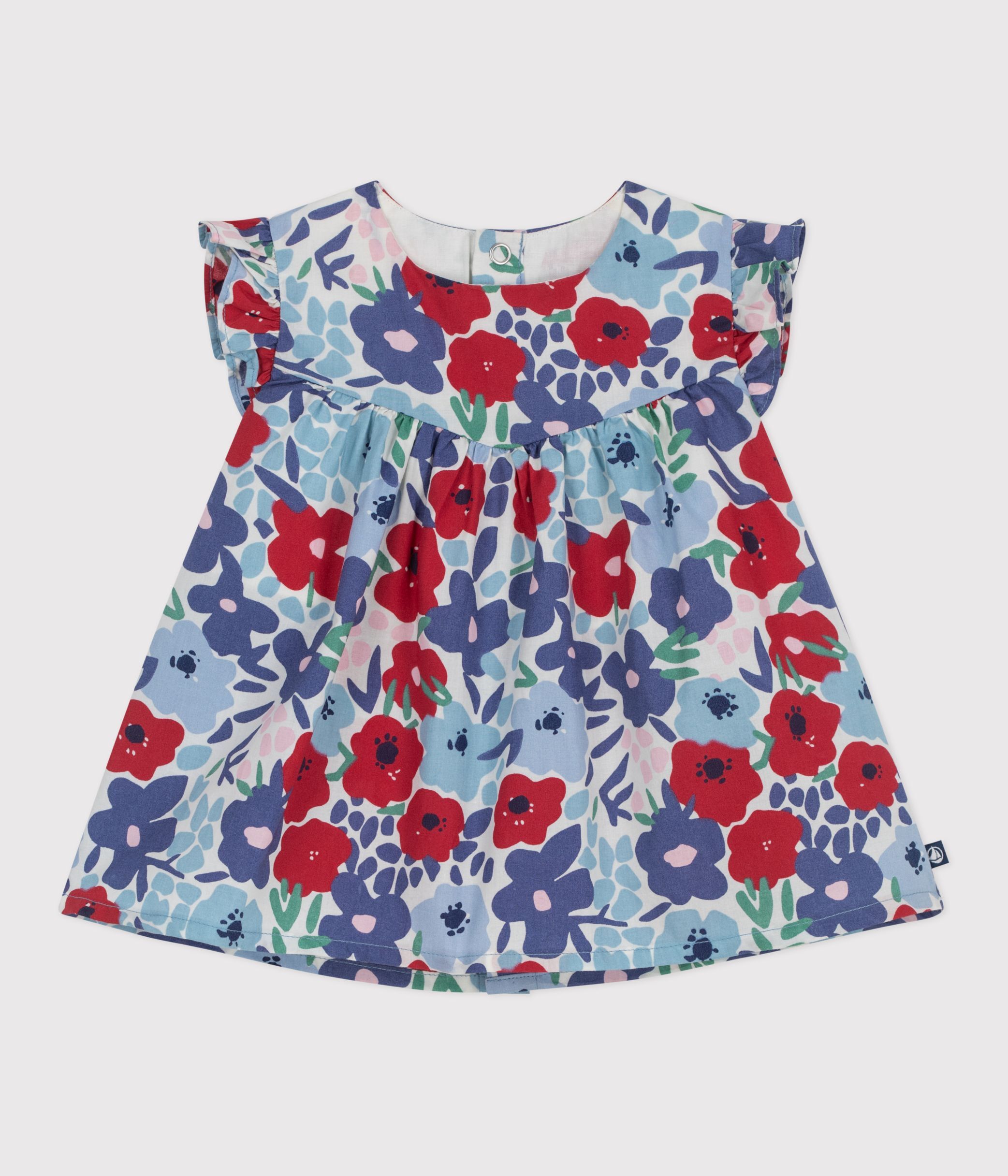 Babies' sleeveless cotton blouse with a floral print
