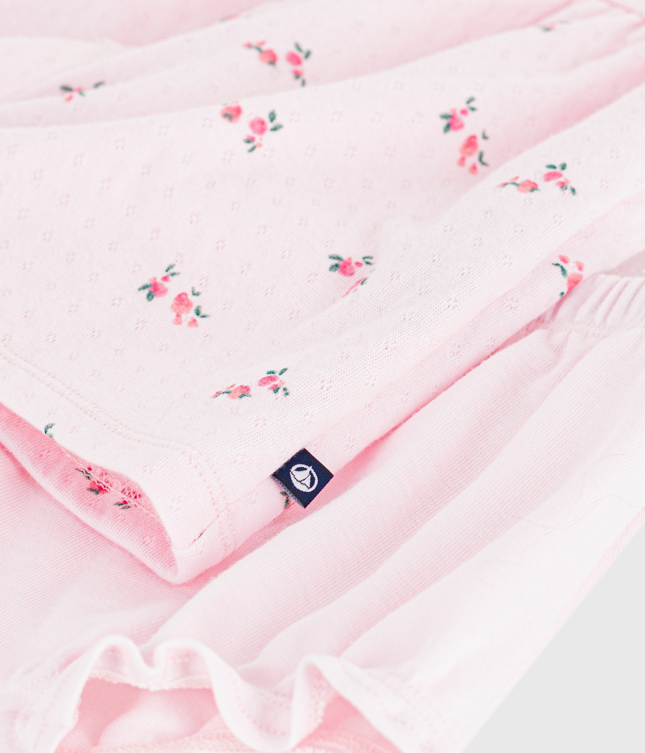 Babies' flower-printed cotton dress with matching bloomers