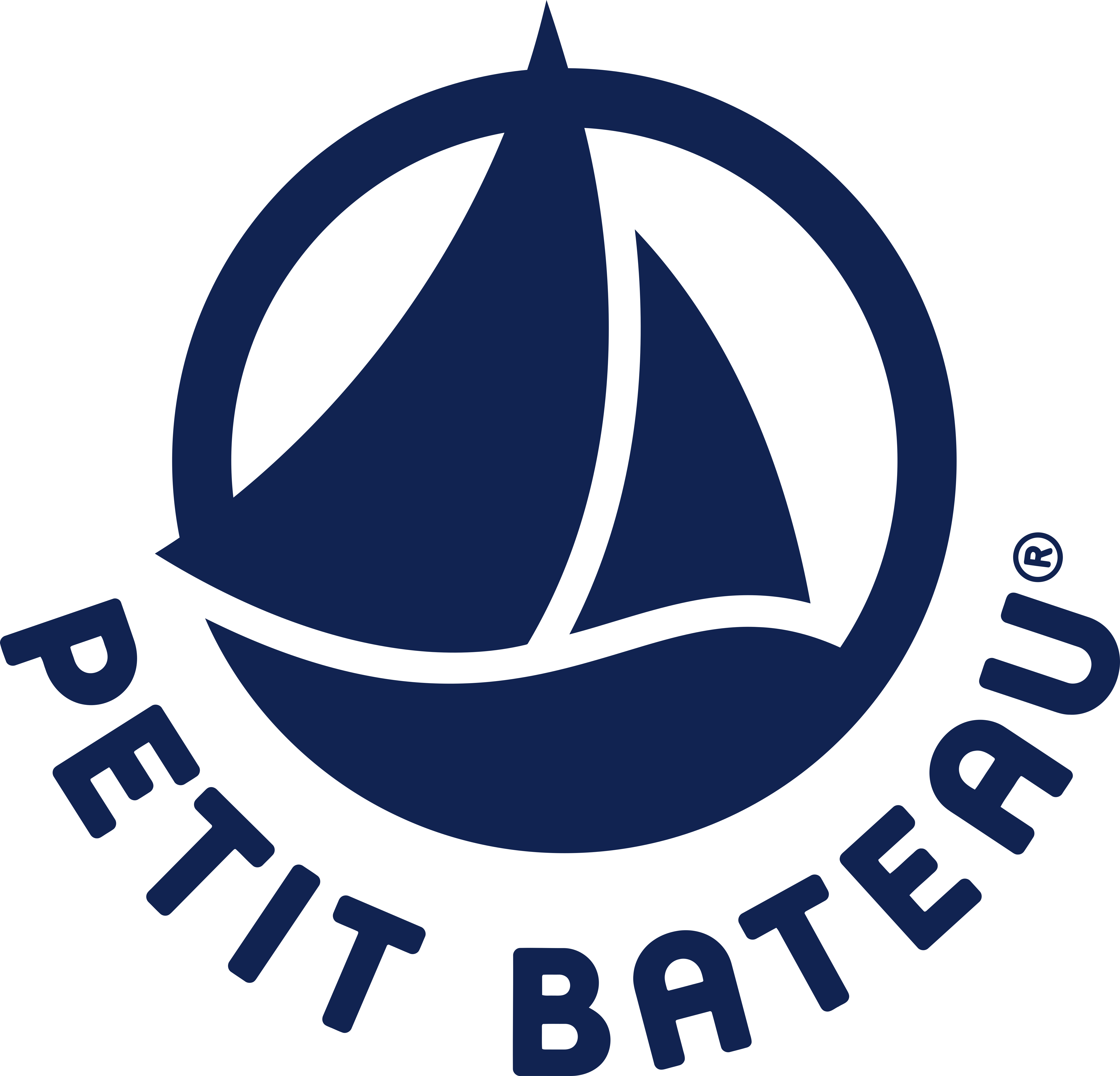 Classic Petit Bateau logo in blue on white background