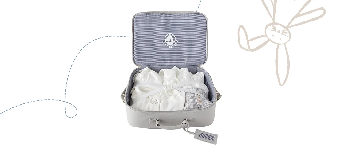 Maternity suitcase collection featuring essential clothing items