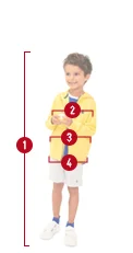 Size guide for boys’ clothing, providing accurate measurement details
