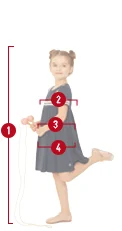 Size guide for girls’ clothing, showing accurate measurements