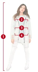 Size guide for women featuring Petit Bateau garments